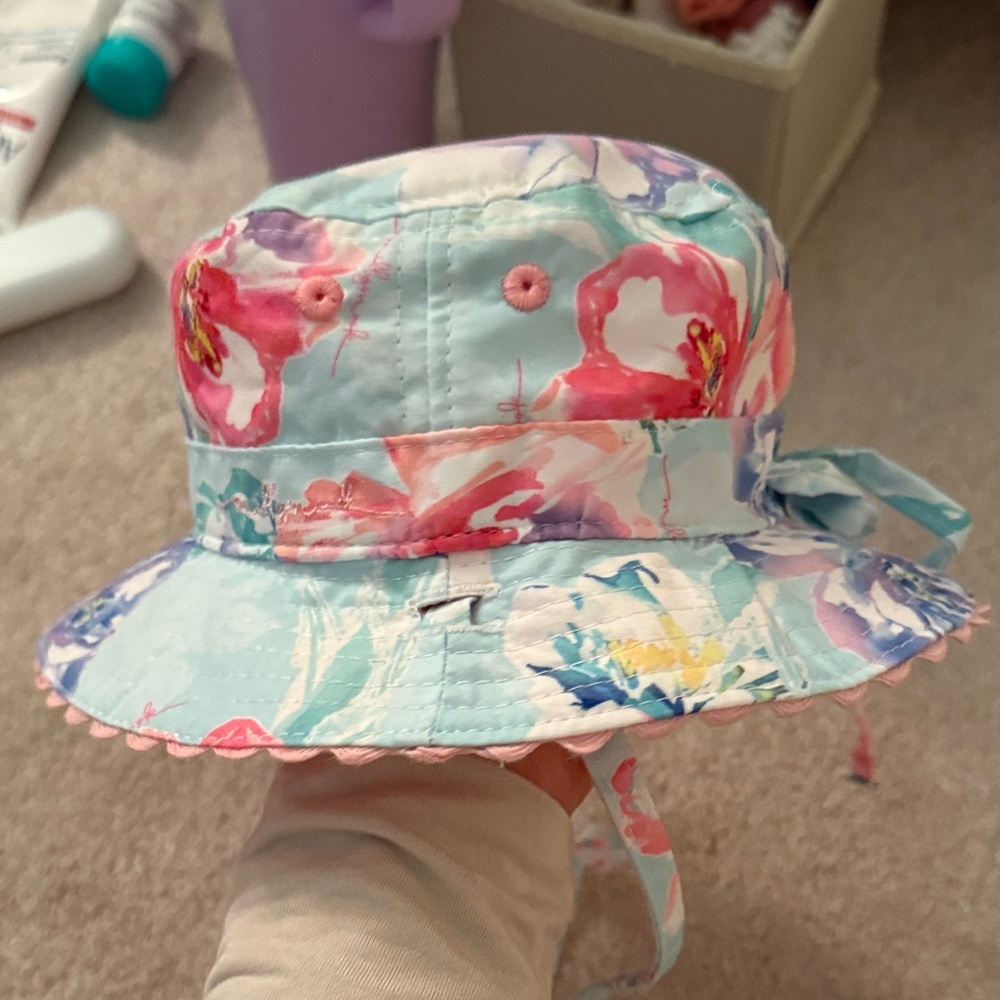 Millymook Baby Girl Reversible Sun  Hat with Floral Strap